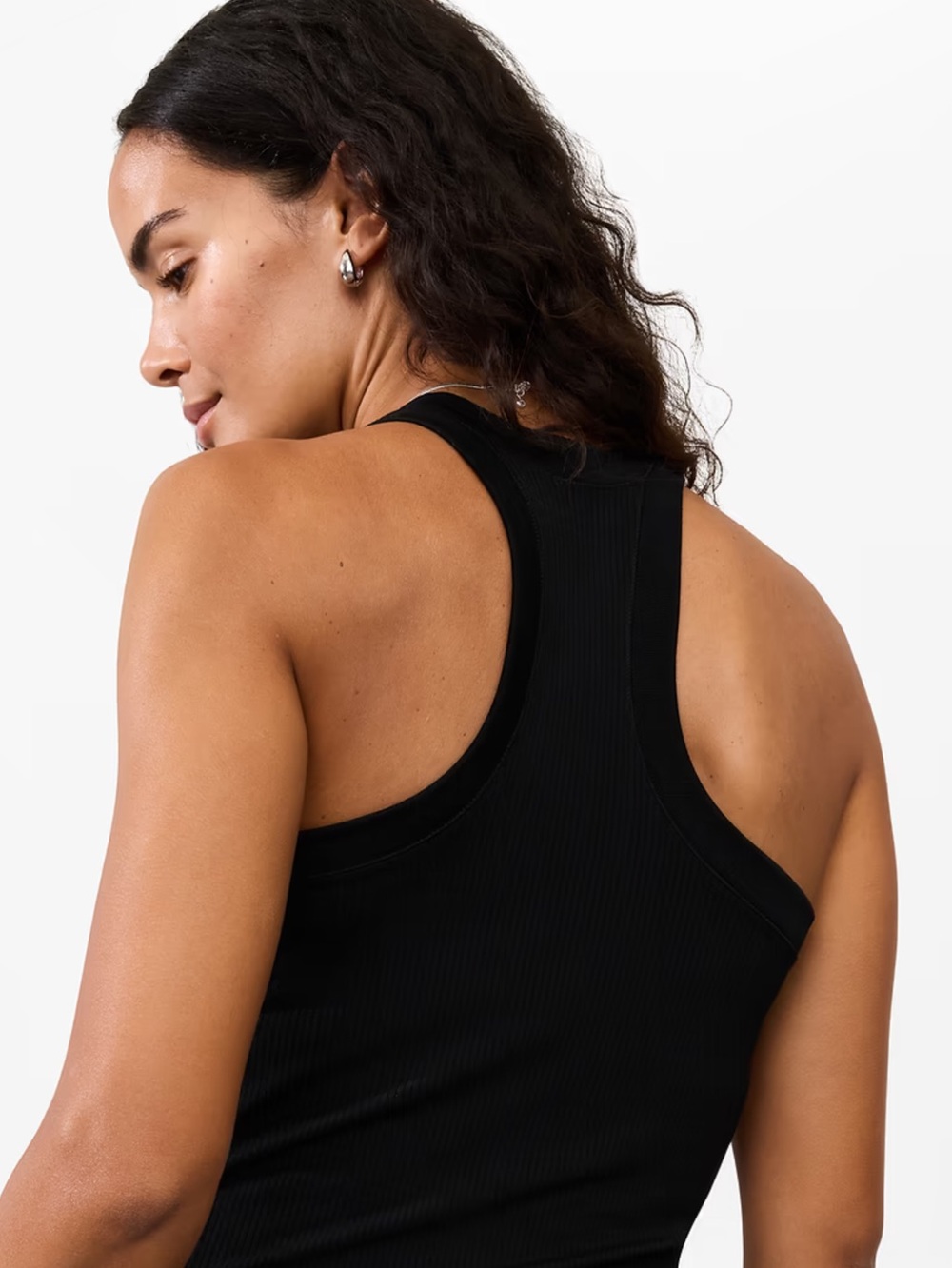 Classic Black Athleta  Racerback Tank Top Y2K Ruched sides